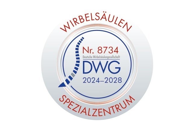 DWG Wirbelsäulen-Spezialzentrum Alternativtext: Siegel der Deutschen Wirbelsäulengesellschaft für das zertifizierte Wirbelsäulen-Spezialzentrum im Alexianer St. Gertrauden-Krankenhaus Berlin
